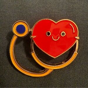 Women’s Accessories Cute Smiling Red Heart Nurse and Stethoscope Enamel Pin